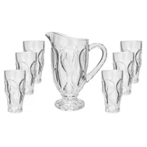 Jogo de Jarra 1,300LTS de Vidrio com 6 Copos 300ML