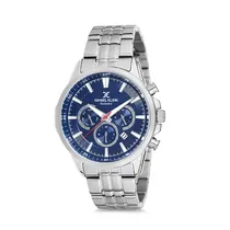 Relógio Analógico Masculino Daniel Klein Exclusive DK12146-5 - Prata e Azul