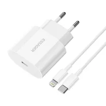 Carregador Essager EFJB02-XBL02-T com Cabo USB-C A Lightning 20W - White