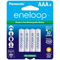 Pilha Recarregável Panasonic Eneloop BK-4MCCA4BA AAA - 4 Unidades