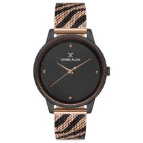 Relogio Analogico Feminino Daniel Klein DK.1.12686-6 Premium Ladies / Pulseira de Malha Metalica - Rose Gold/Preto