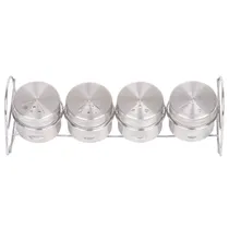 Condimenteiro de Aço Inoxidável com Suporte 4 Peças