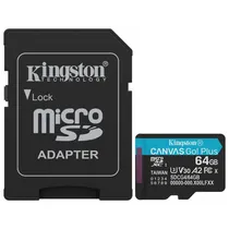 Cartao de Memoria Micro SD Kingston Canvas Go Plus U3 C10 V30 A2 64GB - SDCG4/64GB