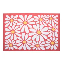 Jogo Americano Retangular de Tecido Vermelho com Flores