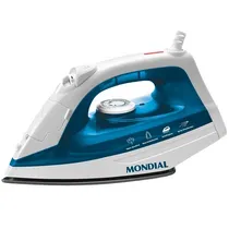 Ferro A Vapor Mondial F-32 de 1.200 Watts Antiaderente + Spray 127V ~ 60HZ - Azul/Branco