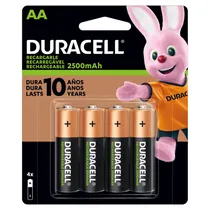 Pilha Recarregável Duracell AA 2.500 Mah - 4 Unidades