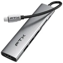 Hub FTX-HBP2-AG7 7 In 1 USB-C/HDMI/USB-A/SD - Prata