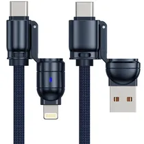 Cabo 4 Em 1 G-Tide Bullet Power WC155-5 USB-C + Lightning + USB 1.5 Metros - Azul