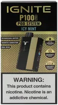 Vape Descartável Ignite P100 Pro Icy Mint 10000 Puffs Pod System Gold