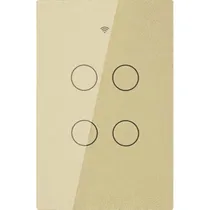 Interruptor de Luz Inteligente Moes WS-US4-L Wi-Fi RF 4 Botões - Dourado