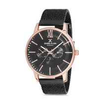 Relógio Analógico Masculino Daniel Klein Exclusive DK12120-6 - Preto e Rosa Ouro
