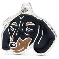 Medalha de Identificação Myfamily Friends Cão Dachshund Preto e Marrom MF19NBLACK