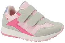 Tênis Infantil Klin Walk Mini 216 - Gelo/Rosa/Azul