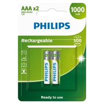 Pilha Recarregável AAA Philips R03B2RTU10/97 de 1.000 Mah 1.2V - 2 Unidades