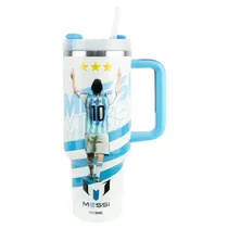 Copo Térmico Weedoo Messi - 1.2L - com Canudo - Branco  Copo Térmic...