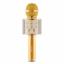 Microfone Wireless Tucano WS-858 com Speaker Portatil / Bluetooth / Recarregavel / Aux / 3.5MM P2 / TF / USB-A - Dourado