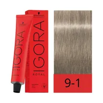 Crema de Coloración Schwarzkopf Igora Royal 9-1 Rubio Muy Claro Ceniza 60GR