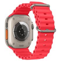 Pulseira para Smartwatch Apple Correia de Silicone de 42/44/45/49 MM 4LIFE Ocean - Vermelho