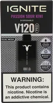 Vape Descartável Ignite V120 Pro Passion Sour Kiwi 12000 Puffs Dual Mesh Black