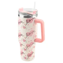 Copo Térmico Quencher H.2 Tumble A-208 - 1200ML - com Canudo - Branco e Pink
