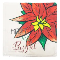 Capa de Travesseiro Natalina 43X43CM com Design de Flor de Natal