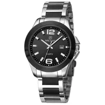 Relógio Analógico Megir Chronograph MS5006G/BK-1 Feminino, Aço Inoxidável - Prata e Preto