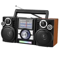 Rádio Portátil Megastar SD/USB/Bluetooth - Preto/Marrom
