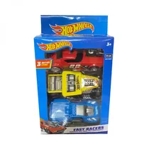 Fun Max Vehiculos Vehiculo Pullback Hot Wheels Fast Racer 3PACK 13CMS Plastico 4+ Años Multicolor