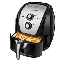 Fritadeira Elétrica Mondial Air Fryer Grand Family Inox AFN-80-Bi com 1900W/8L/220V - Preto/Prata