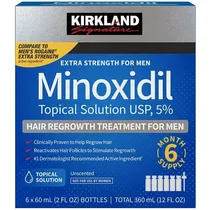 Kit Tratamento Capilar para Homens Kirkland Minoxidil 60 ML - 6 Unidades (CX Feia)  Kit Tratame...