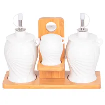 Condimentero de Cerâmica – Set com 4 Peças + Suporte