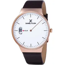 Relógio Analógico Daniel Klein Fiord DK11908-5 Masculino Pulseira de Couro - Marrom e Rosa Ouro