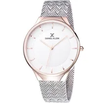 Relógio Analógico Daniel Klein Fiord DK11909-4 Masculino Pulseira de Aço Inoxidável - Prata e Rosa Ouro