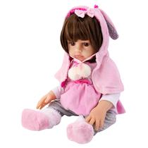 Boneca Baby Reborn V-32 - 48CM - Silicone - Touca de Coelho