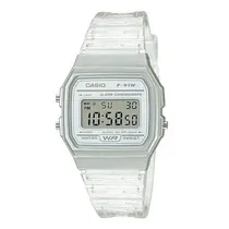 Relógio Unissex Digital Casio Vintage F-91WS-7DF Branco