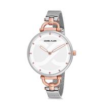 Relogio Analogico Feminino Daniel Klein Trendy DK12064-7 - Prata e Rosa Ouro