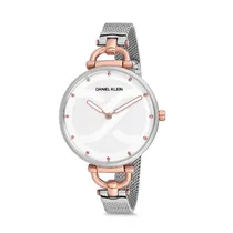 Relógio Analógico Feminino Daniel Klein Trendy DK12064-7 - Prata e Rosa Ouro