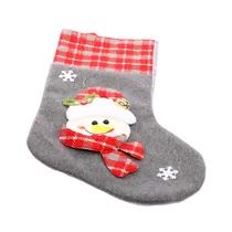 Bota Natalina Xadrez com Boneco de Neve