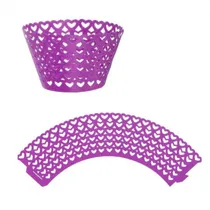 Kit Wraps para Cupcakes Coracoes W25 Lilas 25PCS