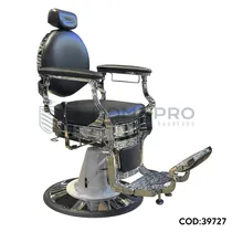 Cadeira de Barbeiro Profissional LM Pro Preta e Cromada
