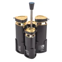 Porta Tempero Giratório Condimento Inox Preto Redondo 4PC