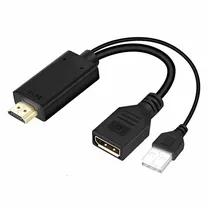 Cabo Adaptador HDMI Macho para Displayport Femea/USB 2.0 Macho 4K H146