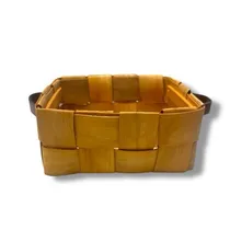 Cesto Artesanal de Madera Tejida Pequeño