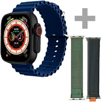 Relógio Blulory Ultra Max com Bluetooth - Preto/Azul + 2 Pulseiras