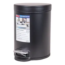 Lixeira de Aço Inox Redonda 5L Preta Fosca