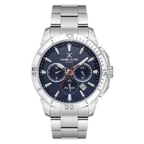 Relogio Analógico Masculino Daniel Klein DK.1.13892-2 Exclusive Gents / Pulseira de Aço Inoxidável - Prata/Azul