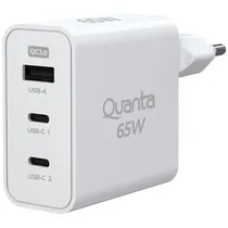 Adaptador de Tomada Quanta QTCRP65 USB/2 USB-C de 65 Watts - Branco