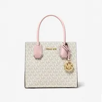 Bolso Bandolera Femenino Michael Kors Mercer Pequeño Tipo Acordón de Cuero Con Logotipo