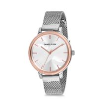 Relogio Analogico Feminino Daniel Klein Premium DK12205-4 - Prata e Rosa Ouro