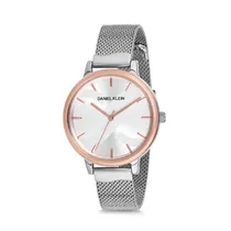 Relógio Analógico Feminino Daniel Klein Premium DK12205-4 - Prata e Rosa Ouro